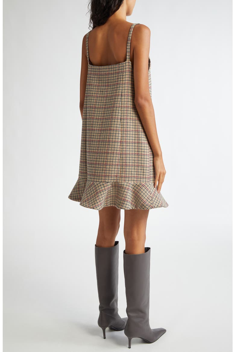 Check Wool Blend Minidress, Alternate, color, TIGERS EYE