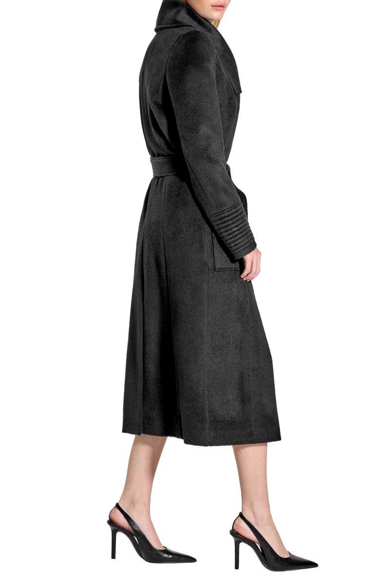 SENTALER Wide Collar Belted Alpaca & Wool Wrap Coat, Alternate, color, Black