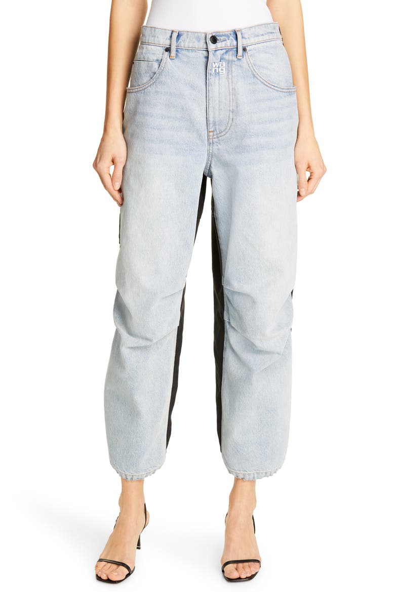 Pack Mixed Media Pants, Main, color, BLEACH/ BLACK
