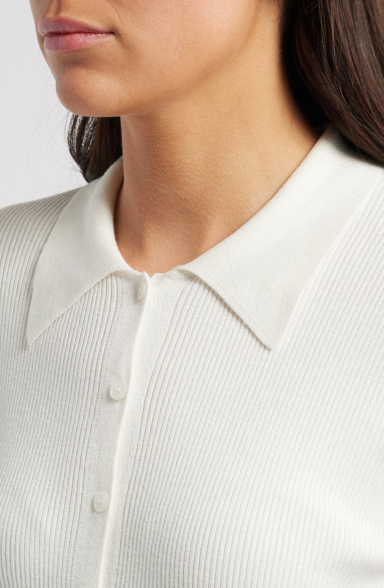 French Connection Nadina Rib Button-Up Shirt, Alternate, color, 10-Summer White