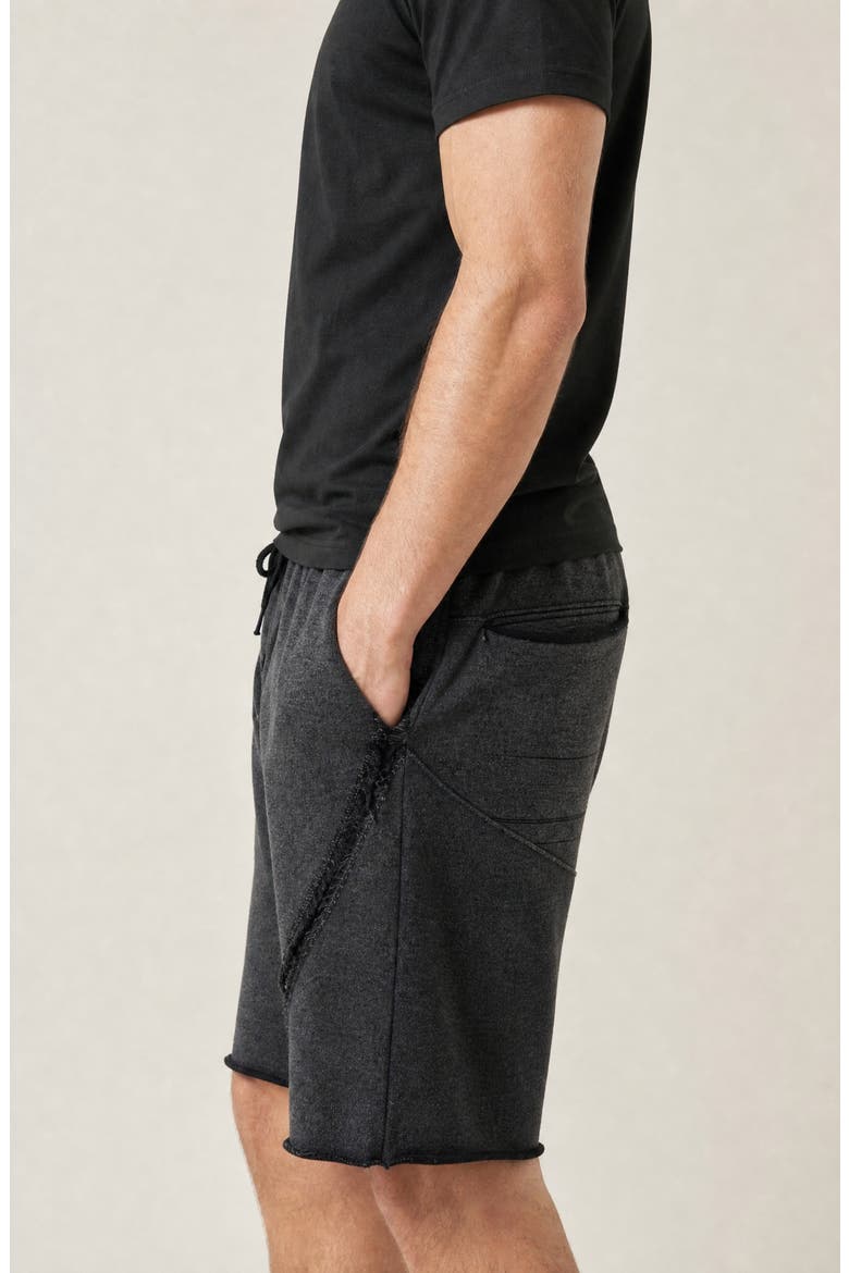 Washed Drawstring Casual Shorts with Raw Edge Detail, Alternate, color, Black