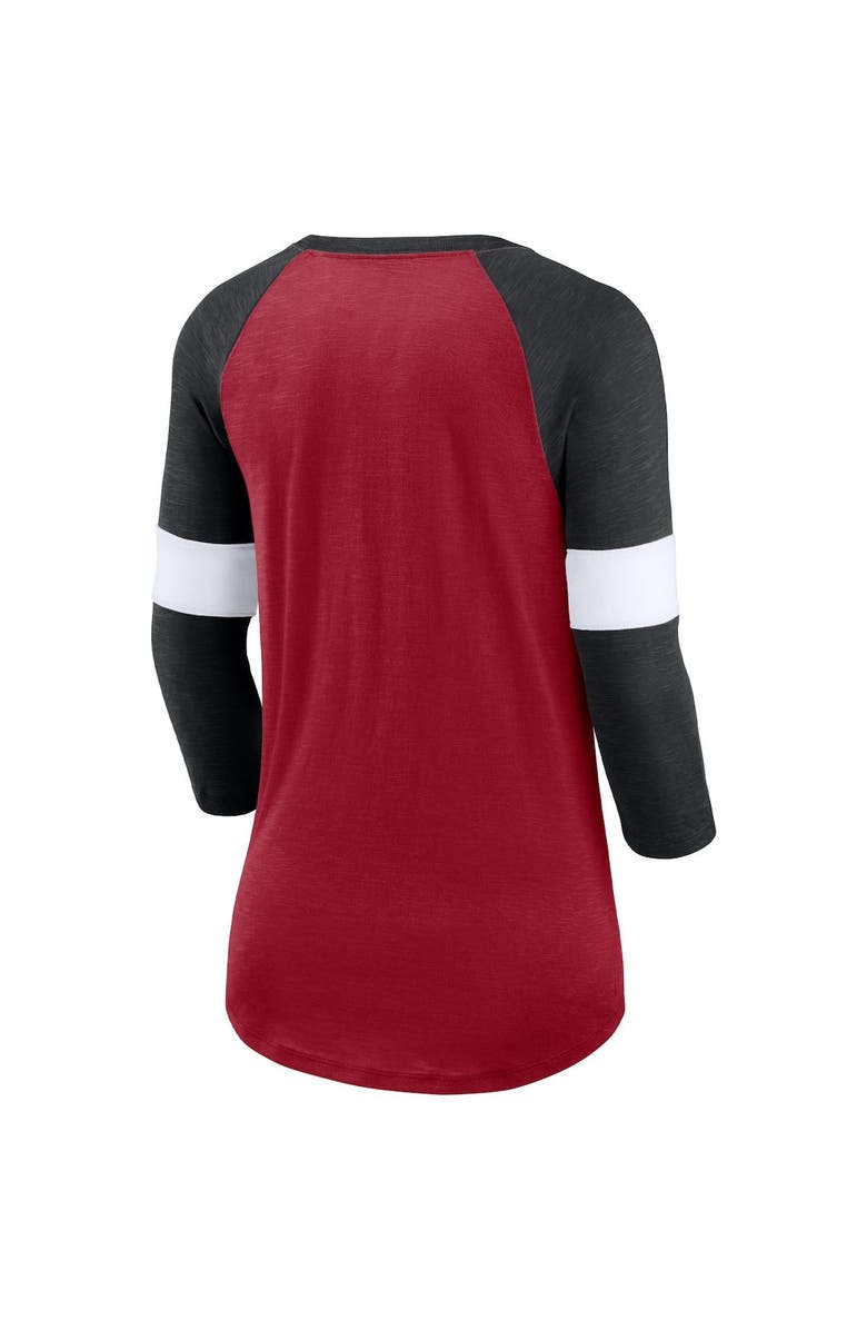 Nike Women's Nike Arizona Cardinals Cardinal/Heather Black Football Pride Raglan 3/4-Sleeve T-Shirt, Alternate, color, 