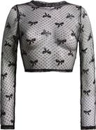 KILO BRAVA Bow Dotted Mesh Crop Top