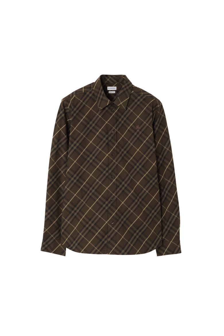 Classic Fit Check Cotton Shirt, Alternate, color, Sepia brown