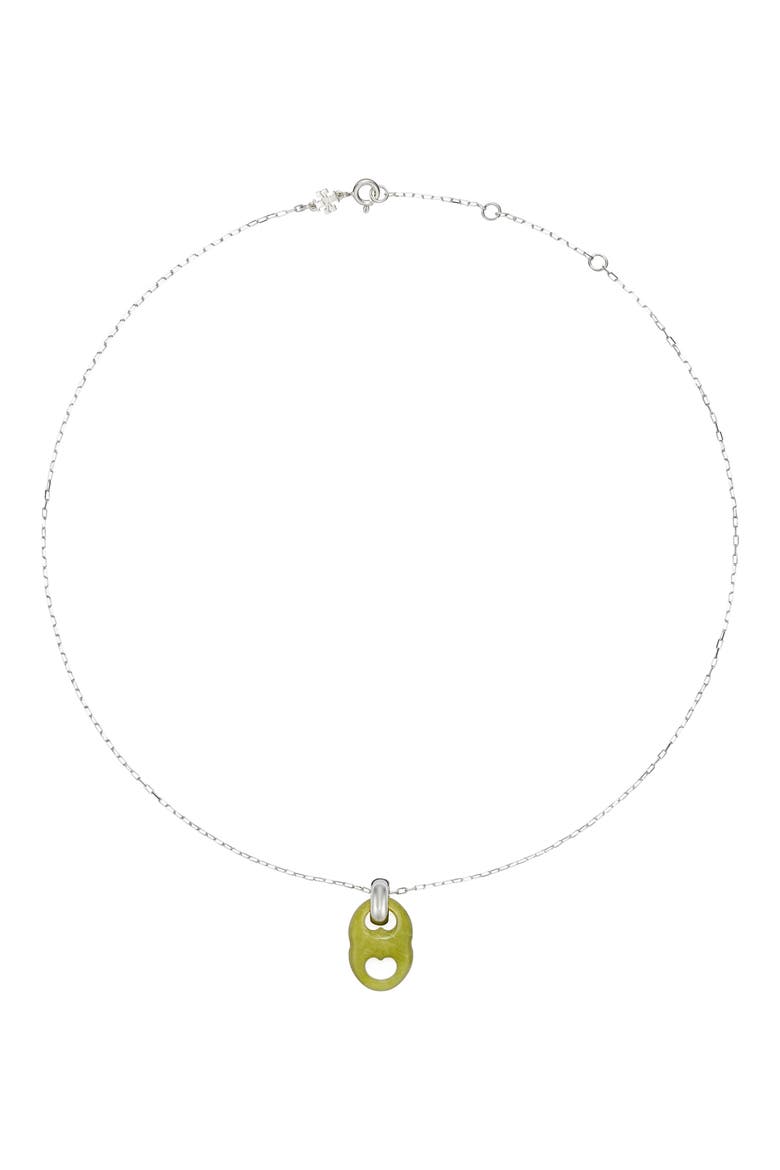 Gemini Link Pendant Necklace, Main, color, LIGHT SILVER / GREEN