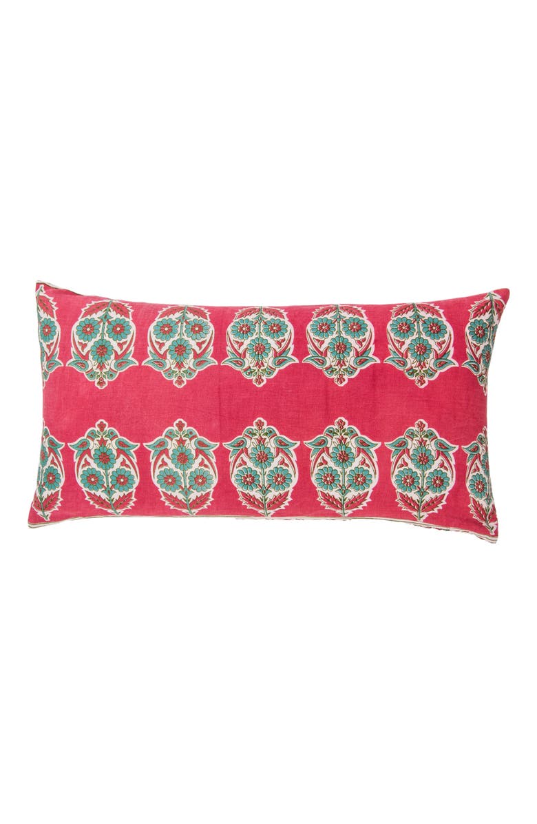 Alamwar Parakeets Hot Pink/Green Lumbar Pillow, Main, color, Hot Pink/Green