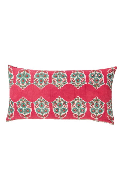 Parakeets Hot Pink/Green Lumbar Pillow