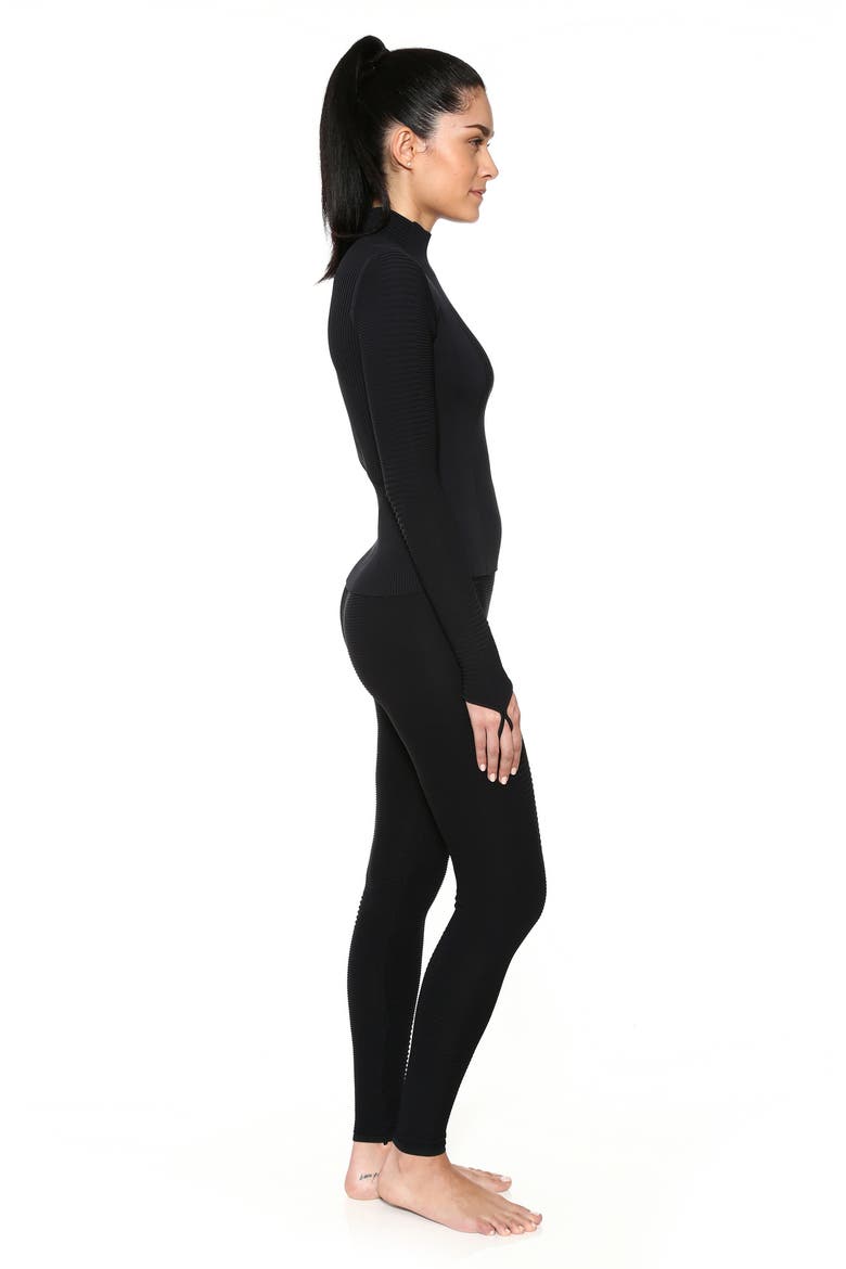 Rib Knit Mock Neck Top, Alternate, color, BLACK