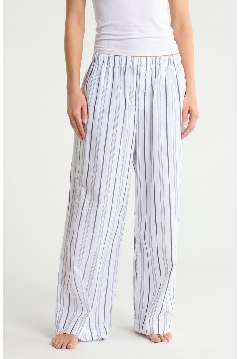 Cotton Poplin Pants, Main, color, WHITE- BLUE I LILLY STRIPE