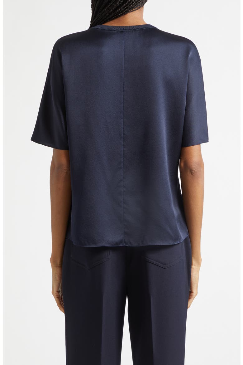 Lena Silk Crewneck Top, Alternate, color, NAVY