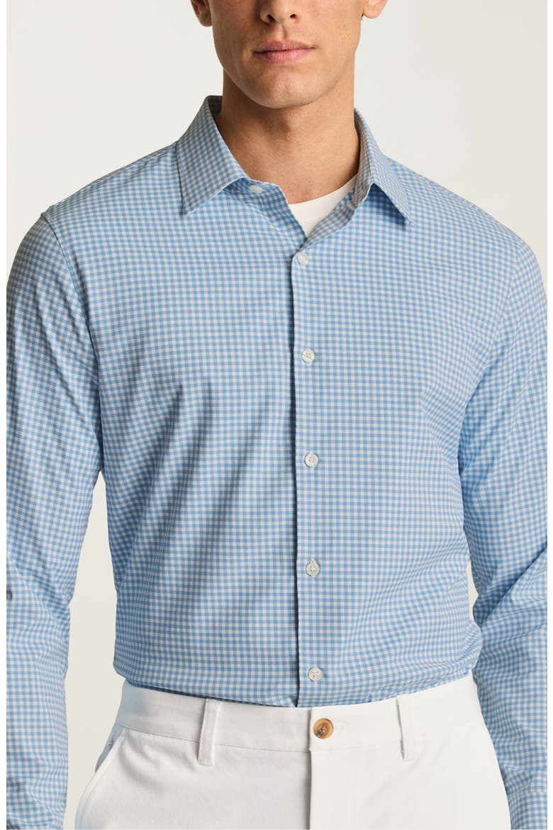 Raleigh Gingham Performance Button Down Shirt, Main, color, BLUE RALEIGH GINGHAM