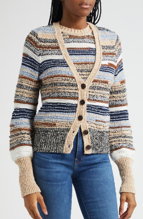 Veronica Beard Cecily Mixed Stripe Cotton Cardigan In Multi
