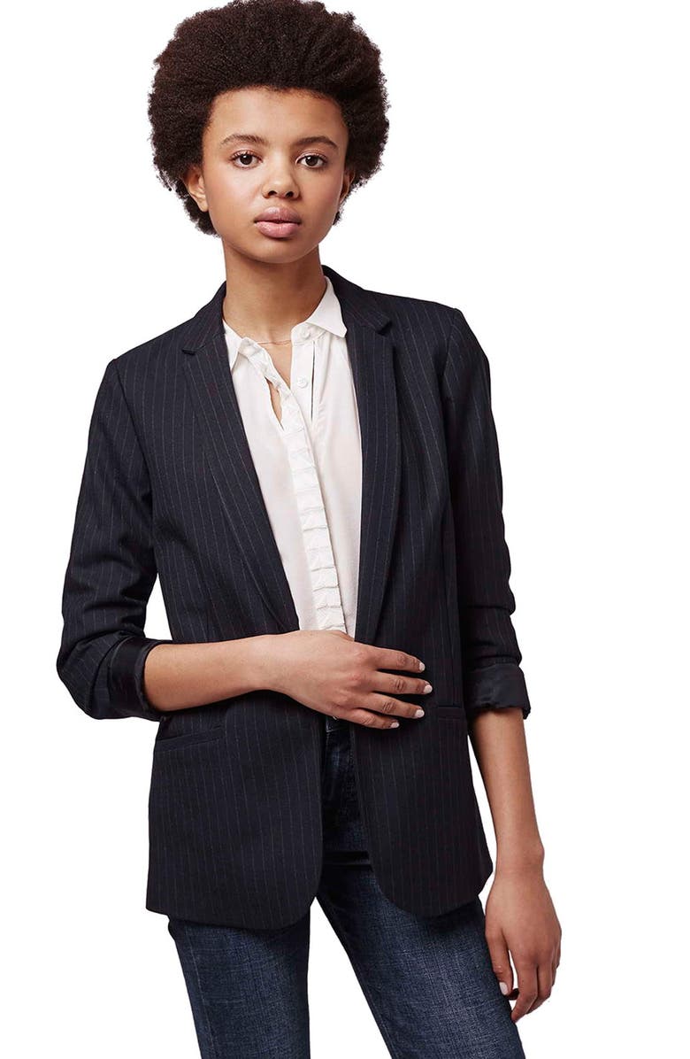 Topshop Pinstripe Blazer, Alternate, color,