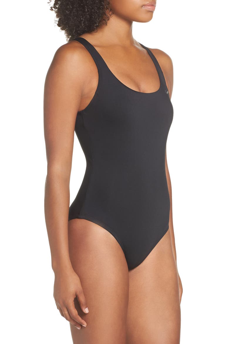 U-Back One-Piece Swimsuit, Alternate, color, BLACK