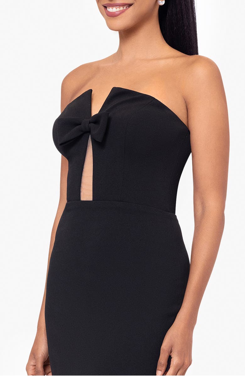 Betsy & Adam Bow Strapless Scuba Crepe Mermaid Gown, Alternate, color,