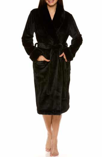 Tahari Plush Velour Robe with Faux Fur Trim