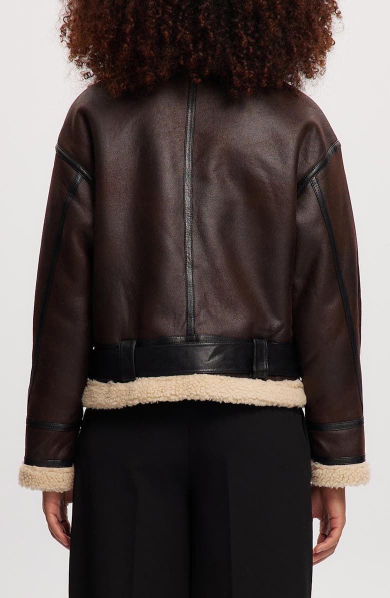 Noize Faux Shearling Trim Faux Leather Jacket, Alternate, color, Cognac