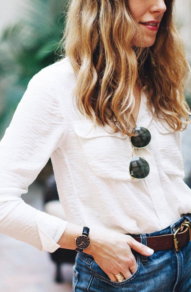 Daniel Wellington Classic Petite Leather Strap Watch, 28mm, Alternate, color, 