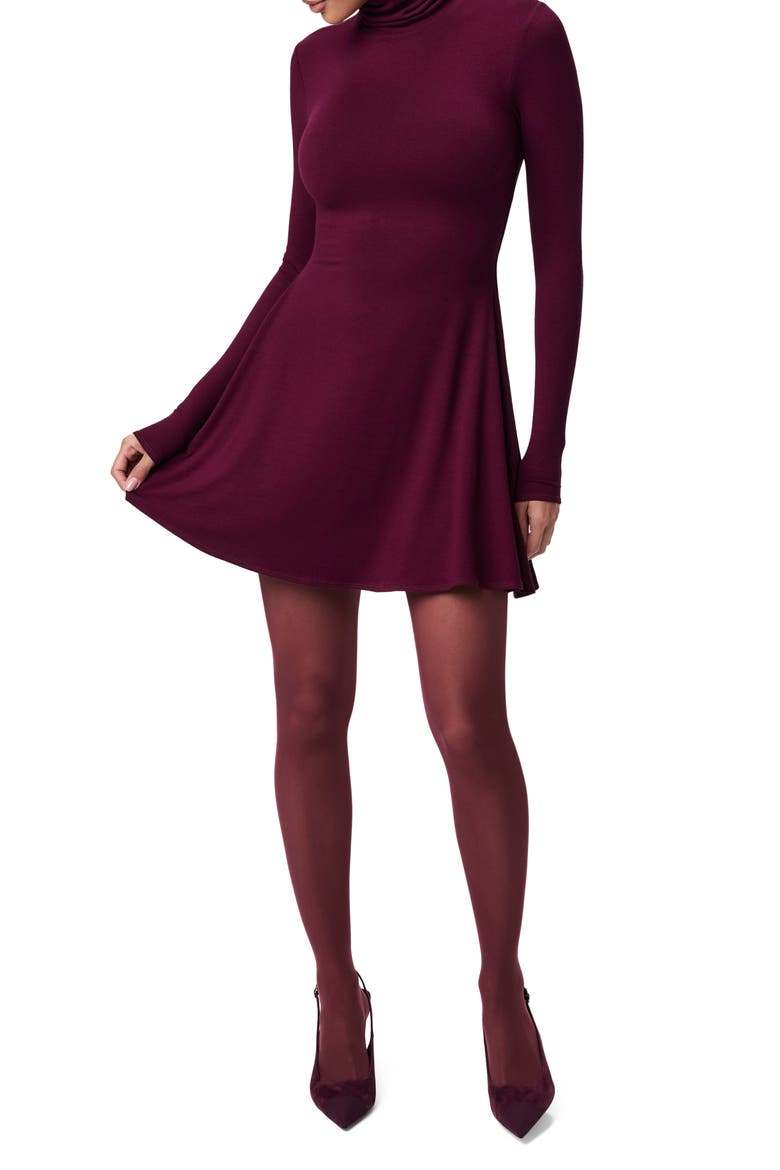 Long Sleeve Turtleneck Minidress, Alternate, color, DARK PLUM