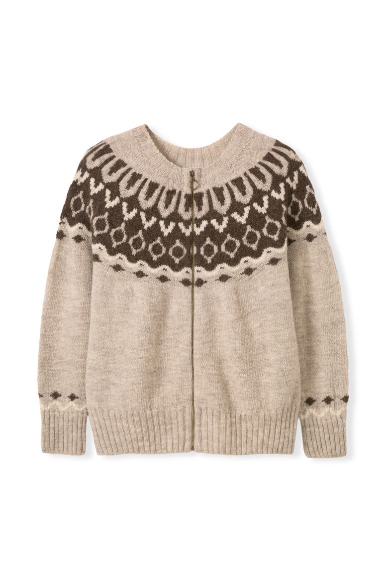 Brit Wool Chevron Yoke Cardi, Alternate, color, Oatmeal