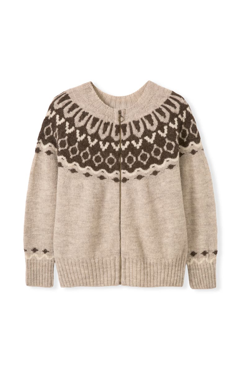 Celtic & Co. Brit Wool Chevron Yoke Cardi, Alternate, color, Oatmeal