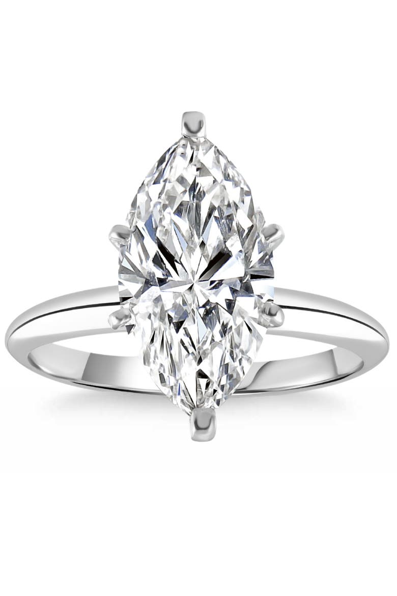3Ct Gold Certified Lab Grown Marquise Diamond Engagement Ring, Main, color, 14k White Gold