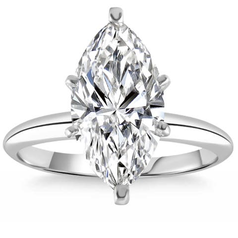 3Ct Gold Certified Lab Grown Marquise Diamond Engagement Ring