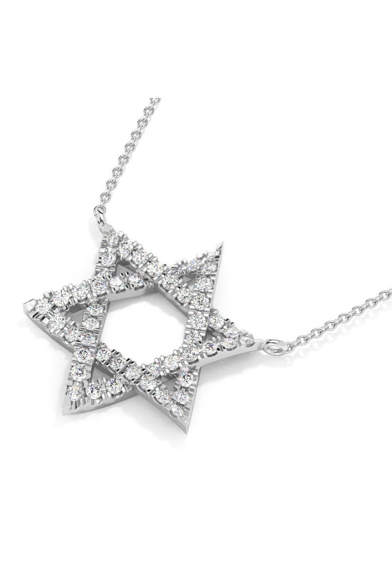 1Ct TW Diamond Jewish Star Pendant 14k Gold Lab Grown Necklace 1" Tall, Alternate, color, 14k White Gold