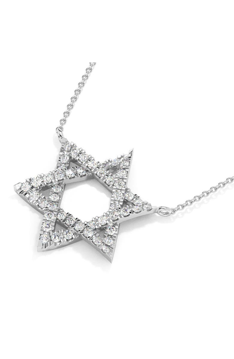 Bliss Diamond 1Ct TW Diamond Jewish Star Pendant 14k Gold Lab Grown Necklace 1" Tall, Alternate, color, 14K White Gold