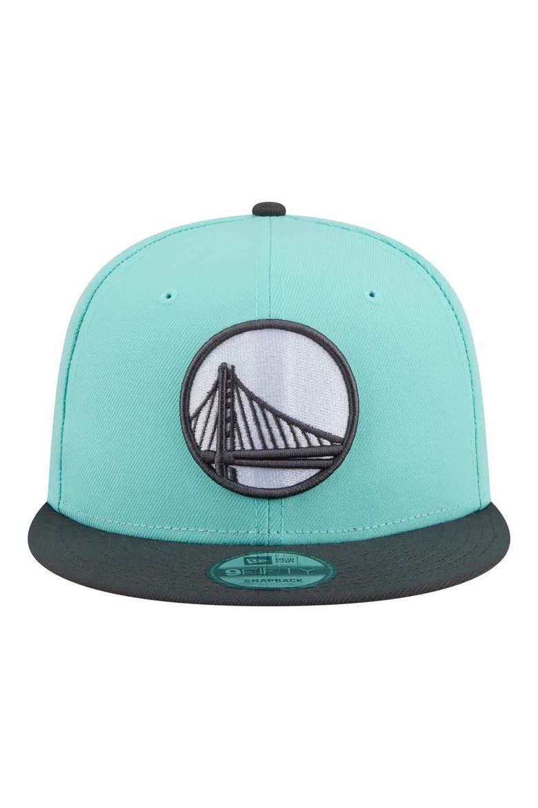 Men's New Era Turquoise/Charcoal Golden State Warriors Color Pack Two-Tone 9FIFTY Snapback Hat, Alternate, color, Turquoise