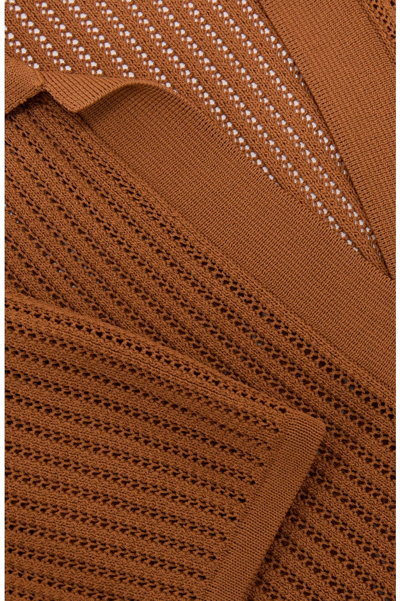 Pippa Open Stitch Polo Sweater, Alternate, color, RUST ORANGE