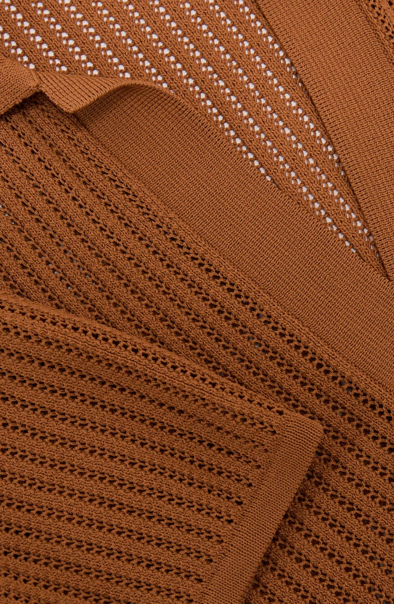 Reiss Pippa Open Stitch Polo Sweater, Alternate, color, Rust Orange