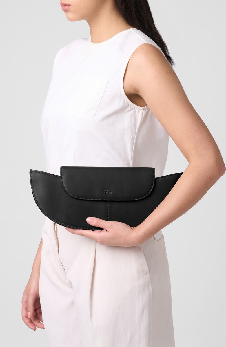 behno Nadia Leather Clutch, Alternate, color, Black