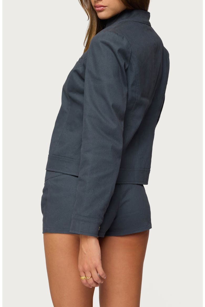 Kayra Woven Moto Jacket, Alternate, color, DARK-GRAY