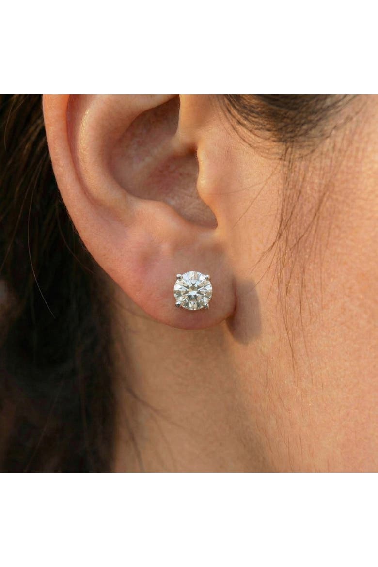 2 1/4 Ct T.W. Round Cut Diamond Studs Lab Grown 14k Gold, Alternate, color, 14K White Gold