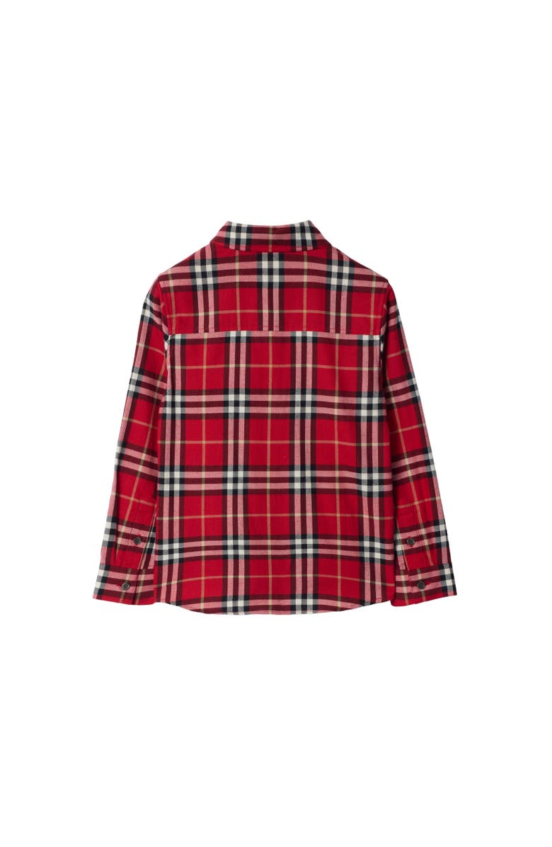 Burberry Check Cotton Flannel Shirt, Alternate, color, Poppy Red
