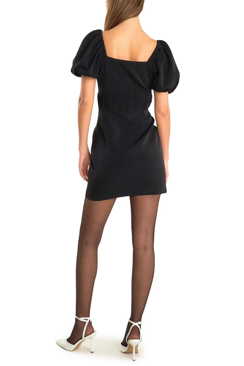 Rosette Puff Sleeve Minidress, Alternate, color, BLACK/ WHITE