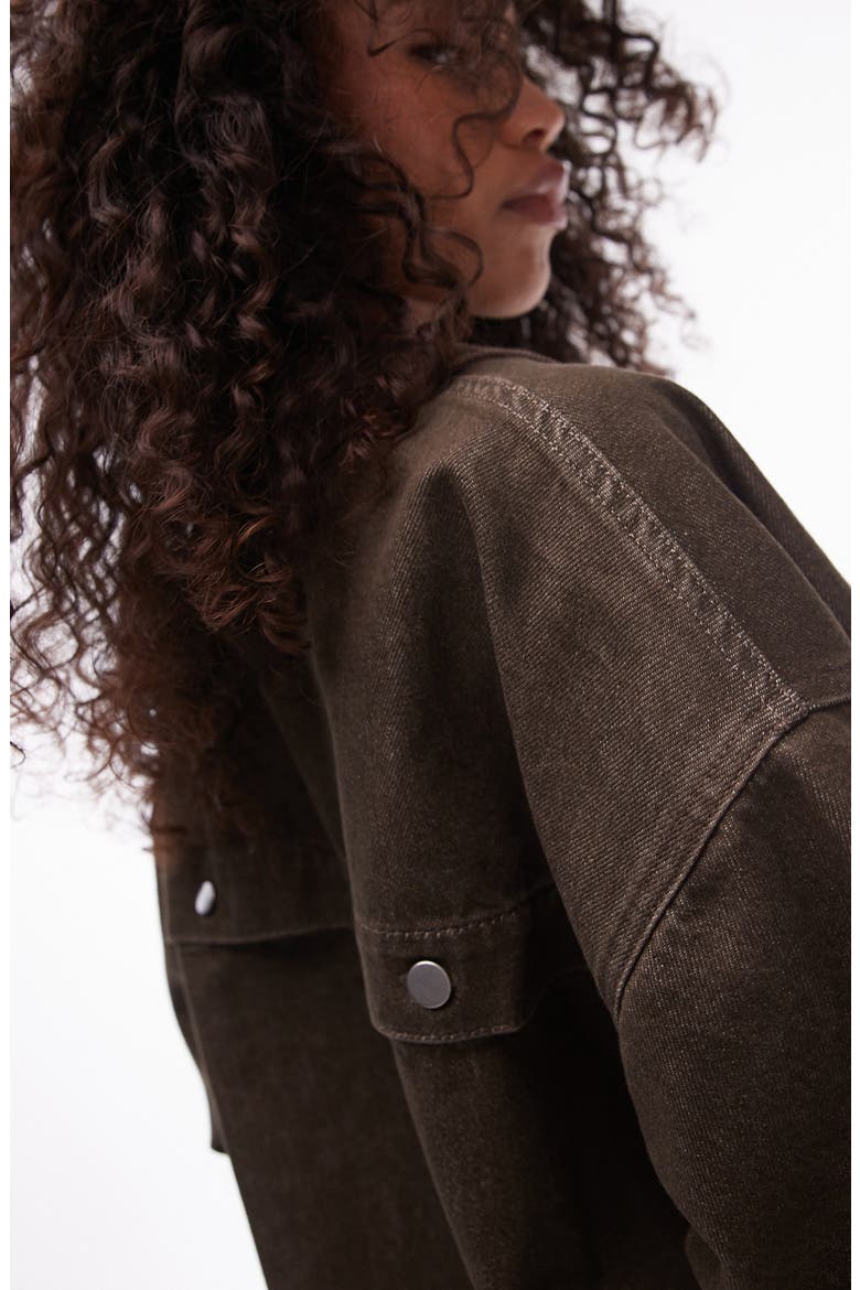 Oversize Corduroy Collar Denim Jacket, Alternate, color, BROWN