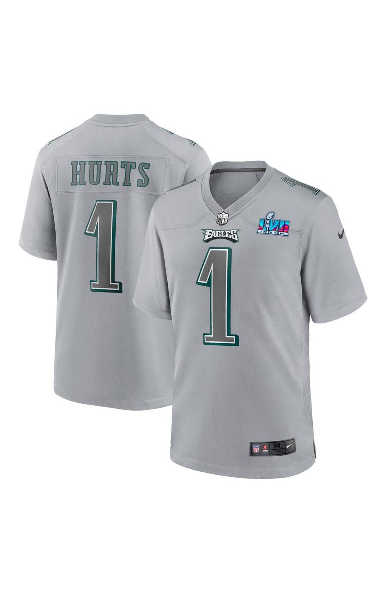 Nike Youth Nike Jalen Hurts Gray Philadelphia Eagles Super Bowl LVII Patch Atmosphere Fashion Game Jersey, Main, color,