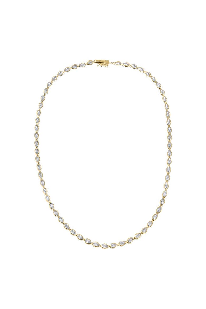 Multi Shape CZ Bezel Tennis Necklace, Alternate, color, Gold