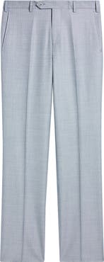 Zanella Devon Flat Front Plaid Wool Dress Pants