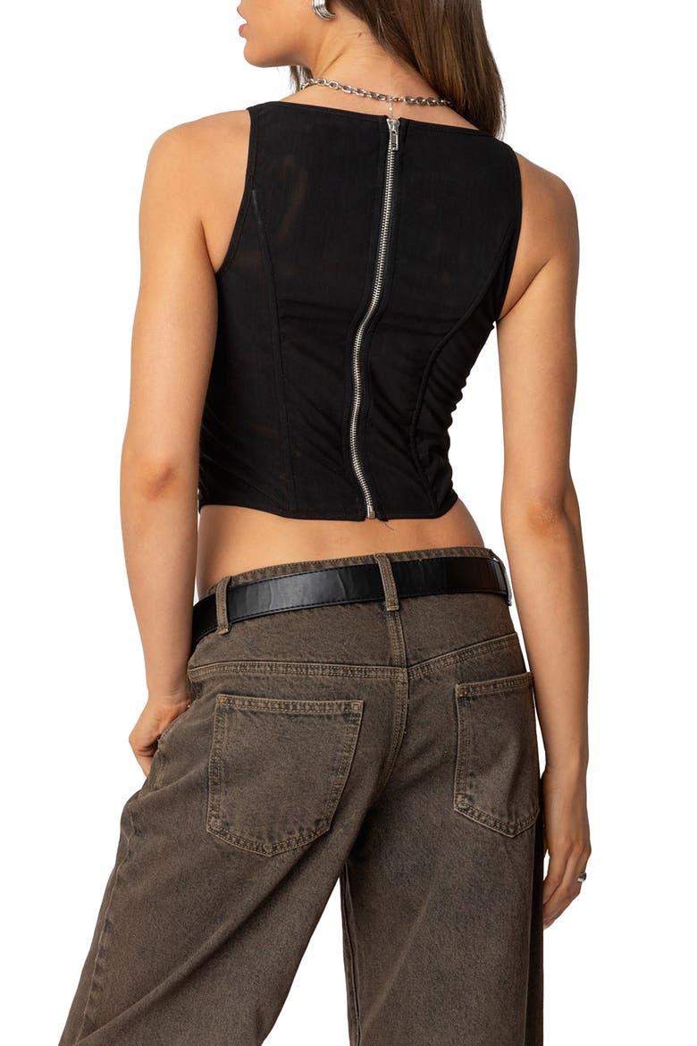 Miki Grommet Corset Top, Alternate, color, BLACK