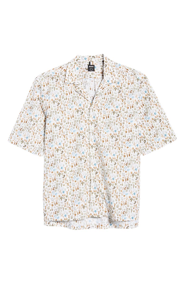 BOSS Lars Cactus Short Sleeve Button-Up Camp Shirt, Alternate, color,