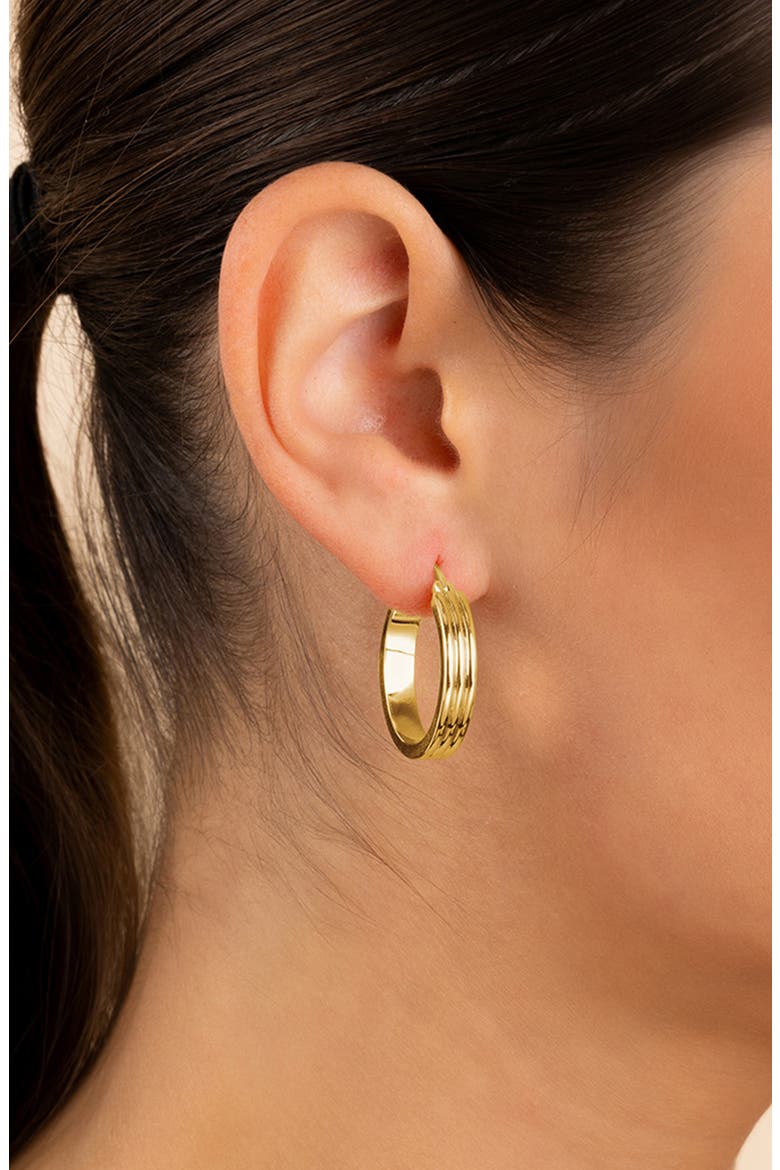 Hannah Ribbed Hoop Earrings, Alternate, color, GOLD