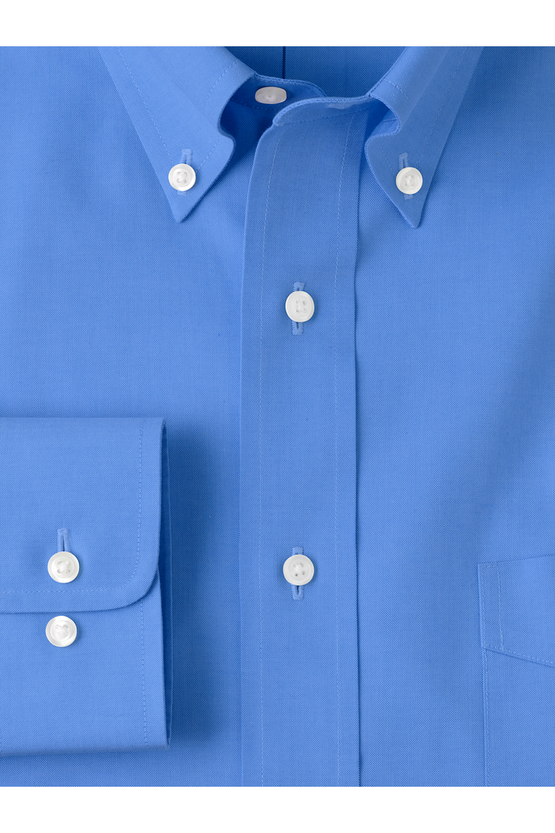 Tailored Fit Non-iron Cotton Pinpoint Solid Button Down Collar Dress Shirt, Alternate, color, French Blue