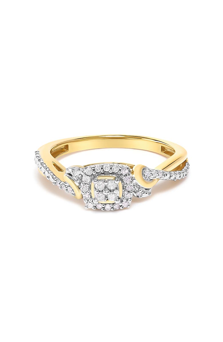 Haus of Brilliance 14K Yellow Gold Plated Silver 1/10 Cttw Diamond Composite Halo Engagement Ring, Main, color, Yellow