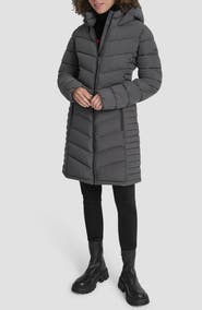 DKNY Cire Packable Hooded Longline Puffer Jacket