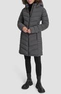 DKNY Cire Packable Hooded Longline Puffer Jacket