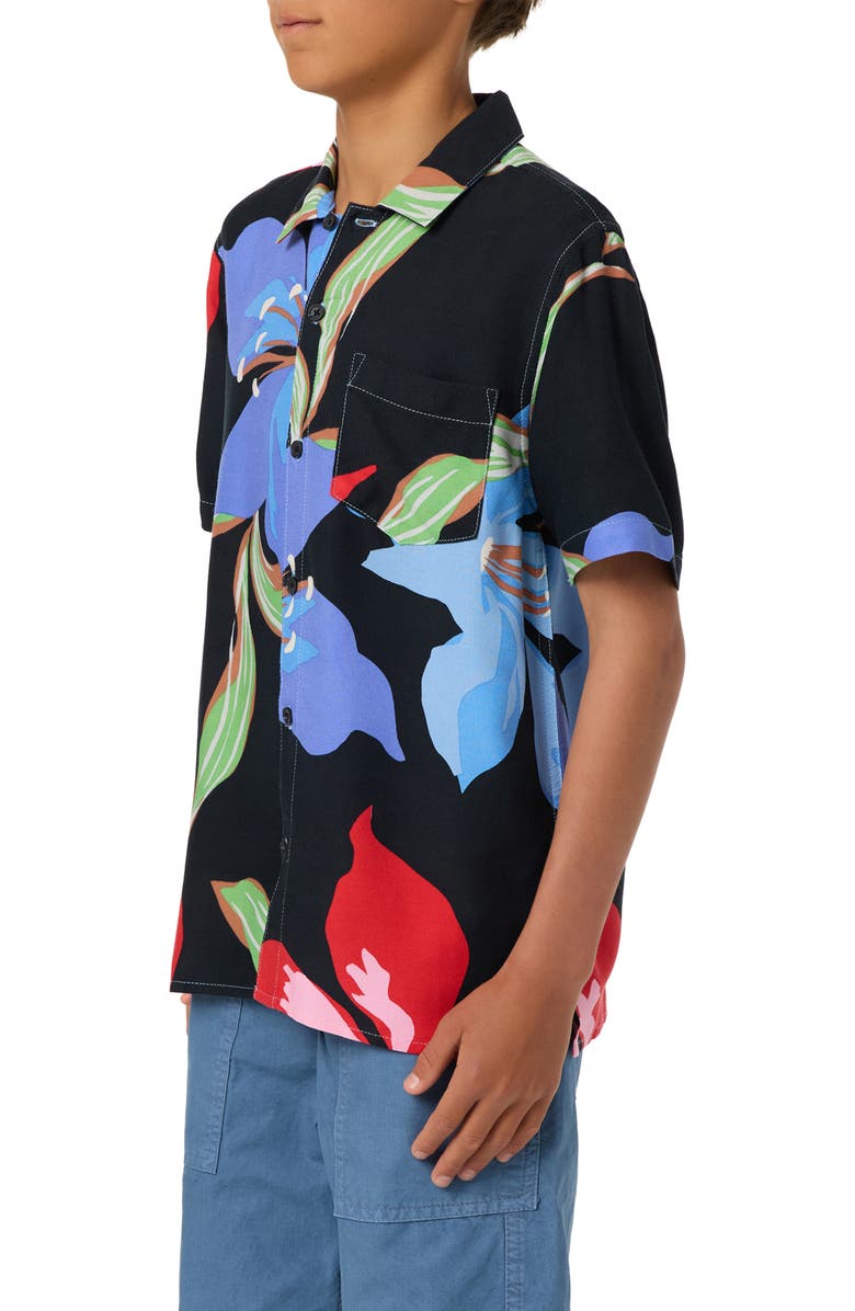O'Neill Kids' Floral Camp Shirt, Alternate, color, Blue