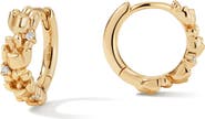 MADE BY MARY Cubic Zirconia Birthstone Flower Huggie Hoop Earrings